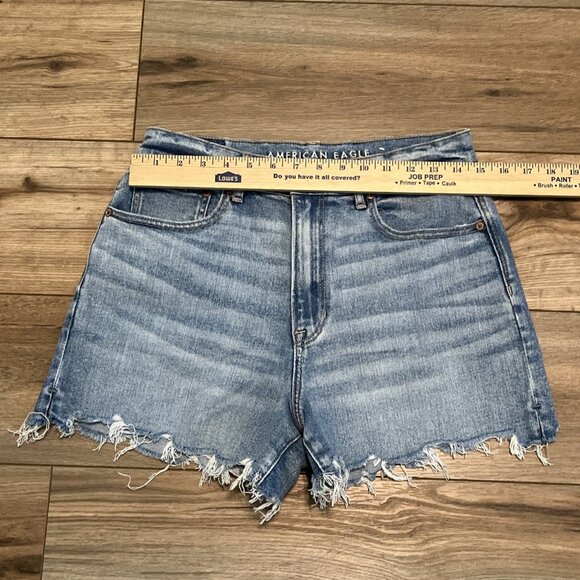 American Eagle Highest Rise 90s Boyfriend Short SZ 8 Cut Off Stretch Denim Blue - Picture 4 of 13